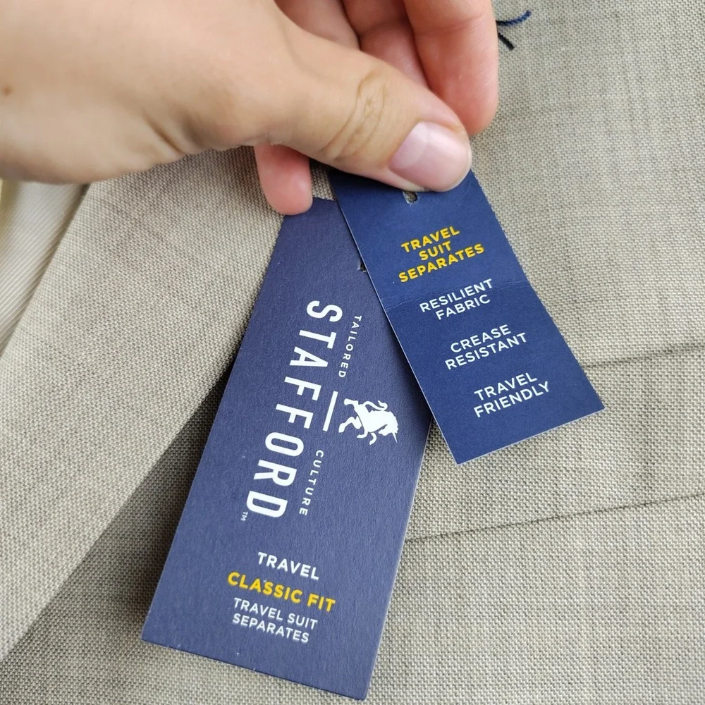 Stafford Travel Suit Separates Tan Blazer Classic Fit 46 Reg Wool Blend NWT